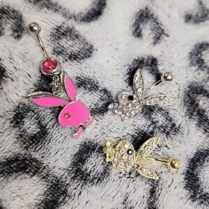 1pc Stainless Steel New Sexy Pink Gold Silver Rhinestone Bunny Bellyring